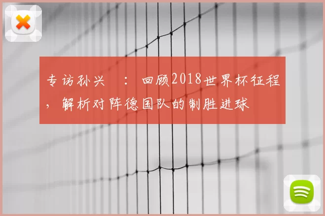 专访孙兴慜：回顾2018世界杯征程，解析对阵德国队的制胜进球