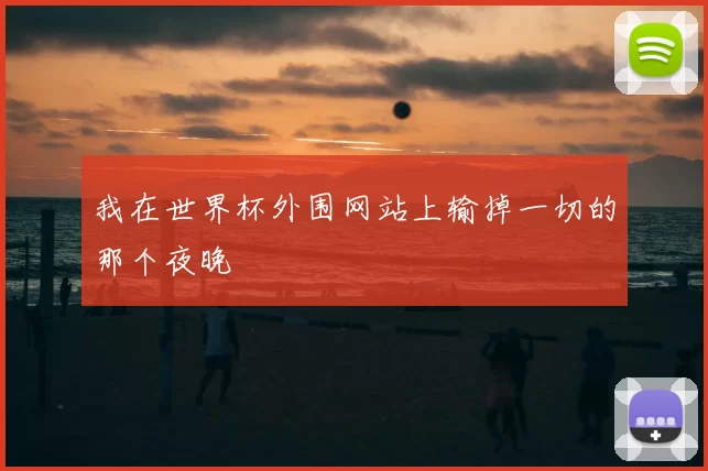 我在世界杯外围网站上输掉一切的那个夜晚